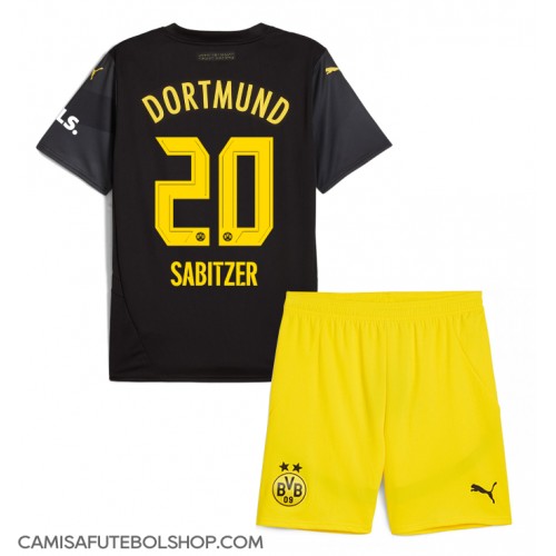 Camisa de time de futebol Borussia Dortmund Marcel Sabitzer #20 Replicas 2º Equipamento Infantil 2024-25 Manga Curta (+ Calças curtas)